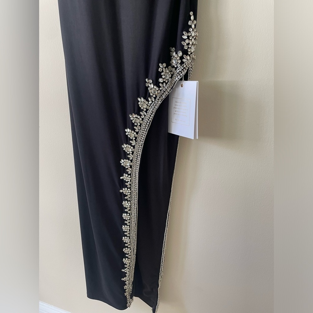 NWT Mac DUGGAL RHINESTONE ENCRUSTED SIDE SLIT CAMI BODYCON GOWN size 4 - Picture 6 of 15